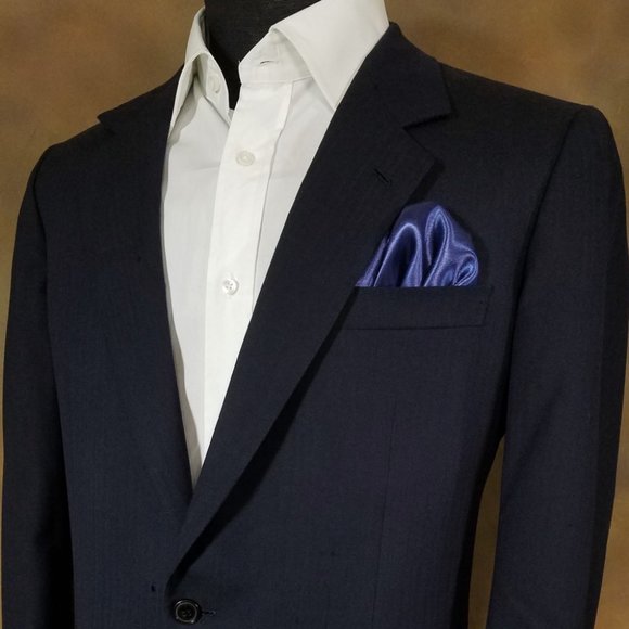 Dark Blue Satin Pre-Folded Pocket Square Insert - Picture 1 of 5